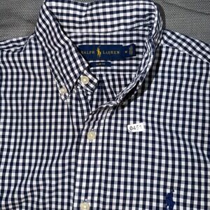 Ralph Lauren Mens M Slim Fit Gingham Button Down Shirt Navy White